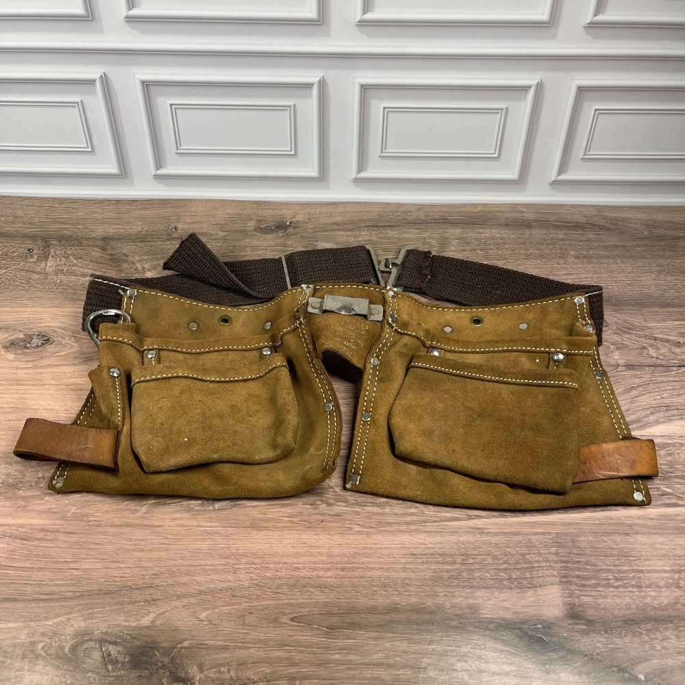Vintage Leather Suede Sears Craftsman Tool Belt Apron Brown Pockets S380X